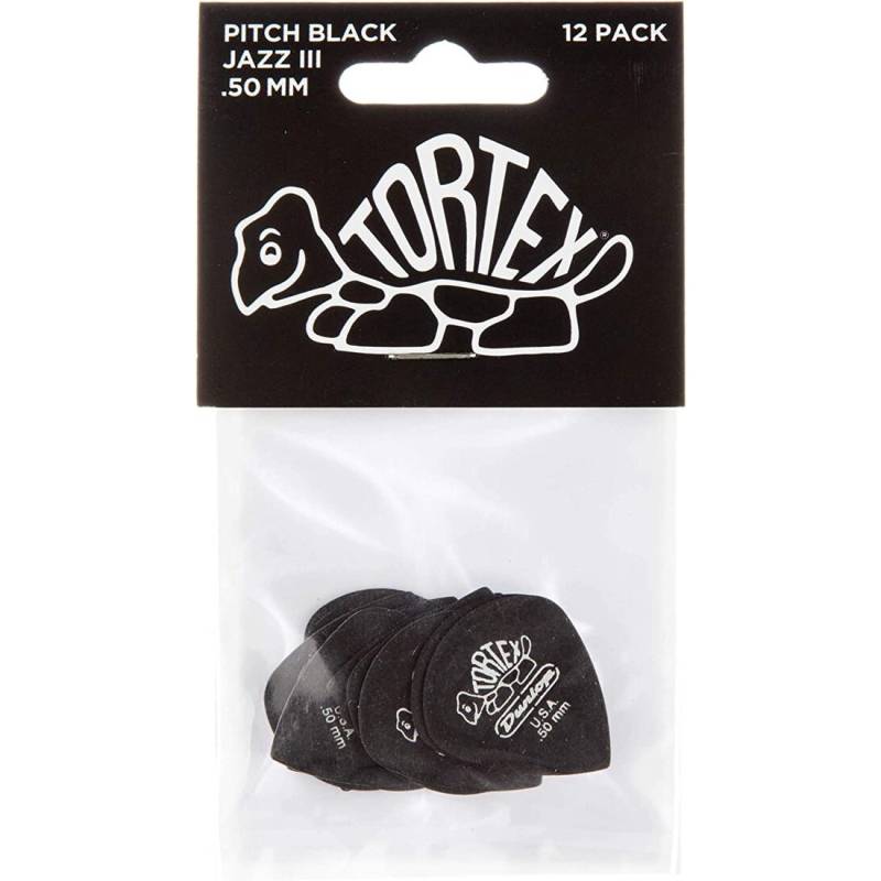 Медіатори Dunlop 482P0.50 Tortex Pitch Black Jazz III Player's Pack 0.50 mm (12 шт.)