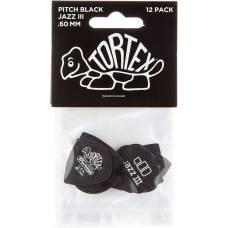 Медиаторы Dunlop 482P0.60 Tortex Pitch Black Jazz III Player's Pack 0.60 mm (12 шт.)