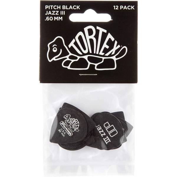Медіатори Dunlop 482P0.60 Tortex Pitch Black Jazz III Player's Pack 0.60 mm (12 шт.)