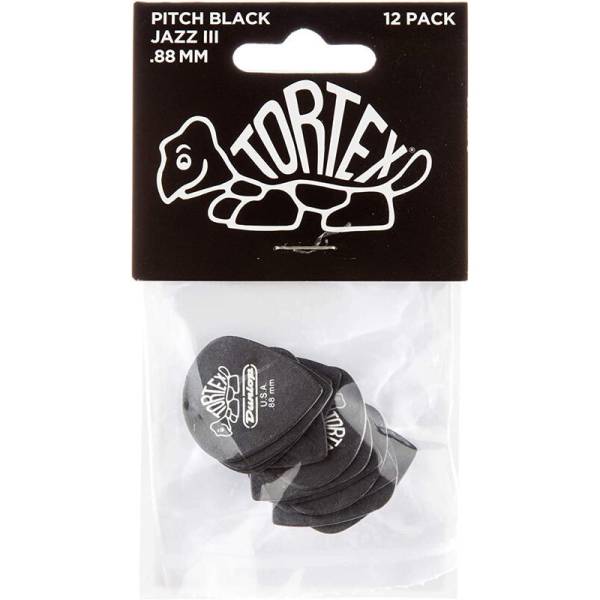 Медіатори Dunlop 482P0.88 Tortex Pitch Black Jazz III Player's Pack 0.88 mm (12 шт.)