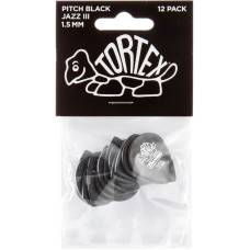 Медиаторы Dunlop 482P1.5 Tortex Pitch Black Jazz III Player's Pack 1.5 mm (12 шт.)