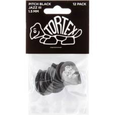 Медиаторы Dunlop 482P1.5 Tortex Pitch Black Jazz III Player's Pack 1.5 mm (12 шт.)