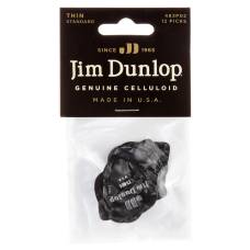 Медиаторы Dunlop 483P02TH Genuine Celluloid Black Pearloid Thin Player's Pack (12 шт.)