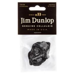 Медіатори Dunlop 483P02TH Genuine Celluloid Black Pearloid Thin Player's Pack (12 шт.)