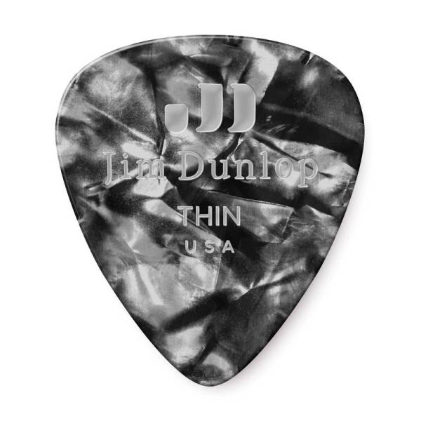Медиаторы Dunlop 483P02TH Genuine Celluloid Black Pearloid Thin Player's Pack (12 шт.)