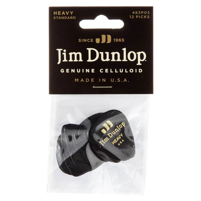 Медиаторы Dunlop 483P03HV Genuine Celluloid Black Heavy Player's Pack (12 шт.)