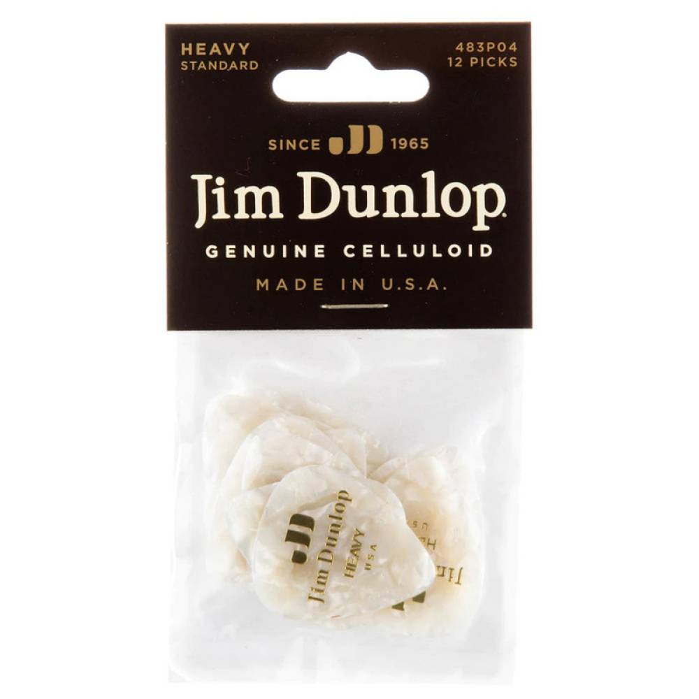 Медиаторы Dunlop 483P04HV Genuine Celluloid White Pearloid Heavy Player's Pack (12 шт.)