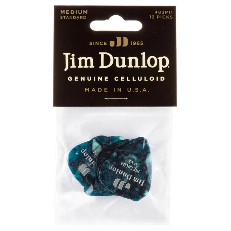 Медиаторы Dunlop 483P11MD Genuine Celluloid Turquoise Pearloid Medium Player's Pack (12 шт.)