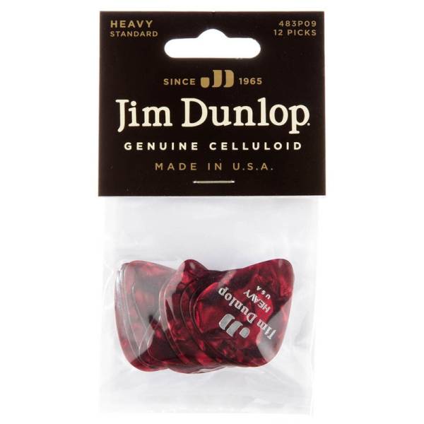 Медиаторы Dunlop 483P09HV Genuine Celluloid Classic Red Pearloid Heavy Player's Pack (12 шт.)