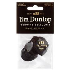 Медіатори Dunlop 485P03HV Genuine Celluloid Teardrop Black Heavy Player's Pack (12 шт.)