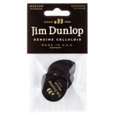 Медіатори Dunlop 485P03MD Genuine Celluloid Teardrop Black Medium Player's Pack (12 шт.)