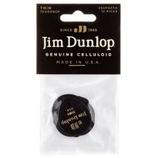 Медиаторы Dunlop 485P03TH Genuine Celluloid Teardrop Black Thin Player's Pack (12 шт.)