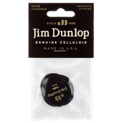 Медиаторы Dunlop 485P03TH Genuine Celluloid Teardrop Black Thin Player's Pack (12 шт.)