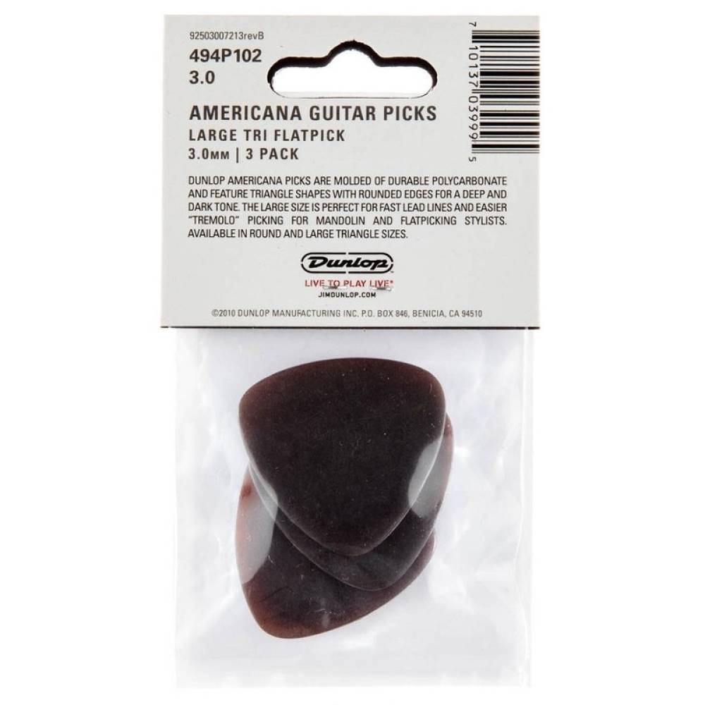 Медіатори Dunlop 494P102 Americana  Brown Large Player's Pack (3 шт.)