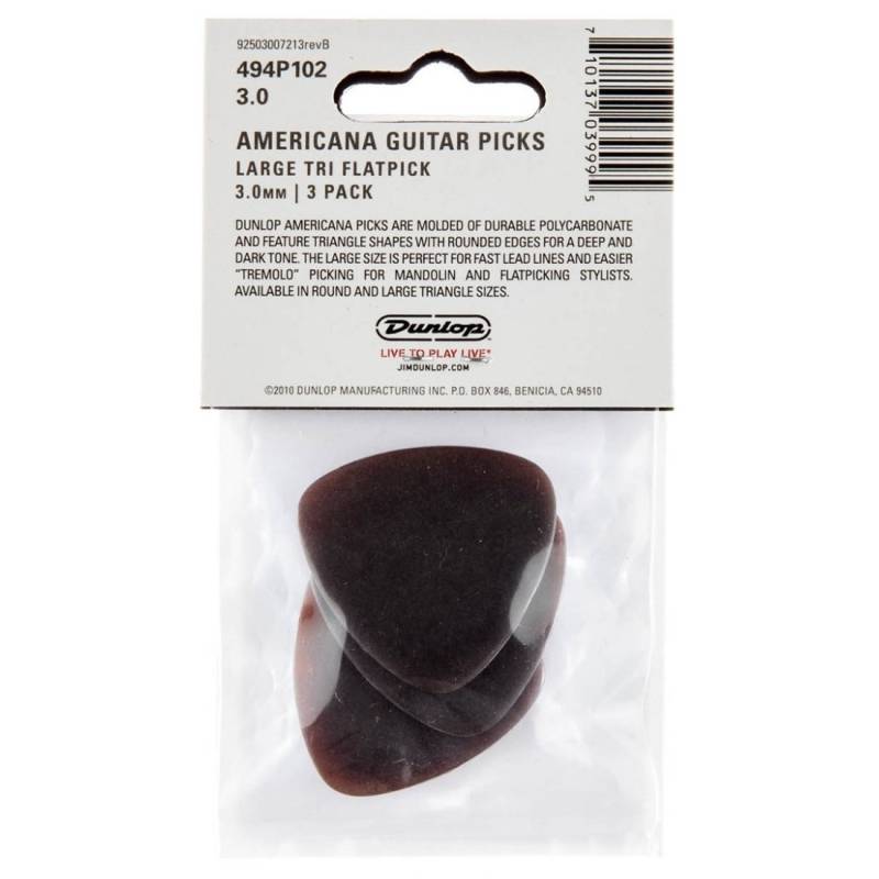 Медиаторы Dunlop 494P102 Americana  Brown Large Player's Pack (3 шт.)