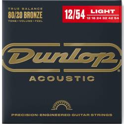 Струни для акустичної гітари Dunlop DAB1254 Bronze 80/20 Light 12/54