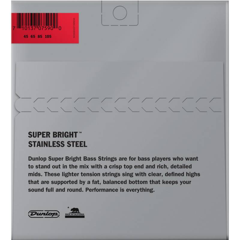 Струны для бас-гитары Dunlop DBSBS45105 Super Bright Steel Light 45/105