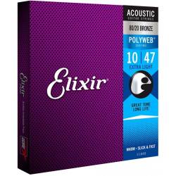 Струны для акустической гитары Elixir 11000 Polyweb 80/20 Bronze Extra Light 10/47