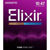 Струны для акустической гитары Elixir 11150 Polyweb 80/20 Bronze 12 Strings Light 10/47