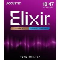 Струны для акустической гитары Elixir 11150 Polyweb 80/20 Bronze 12 Strings Light 10/47