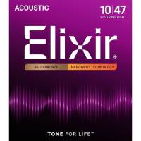 Струни для акустичної гітари Elixir 11152 Nanoweb 80/20 Bronze 12 Strings Light 10/47