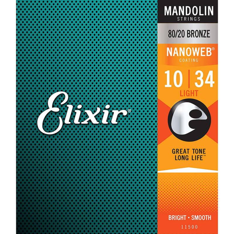 Струни для мандоліни Elixir 11500 80/20 Bronze Nanoweb Light 10/34