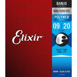 Струны для банджо Elixir 11600 Polyweb Nickel Plated Steel Light 9/20