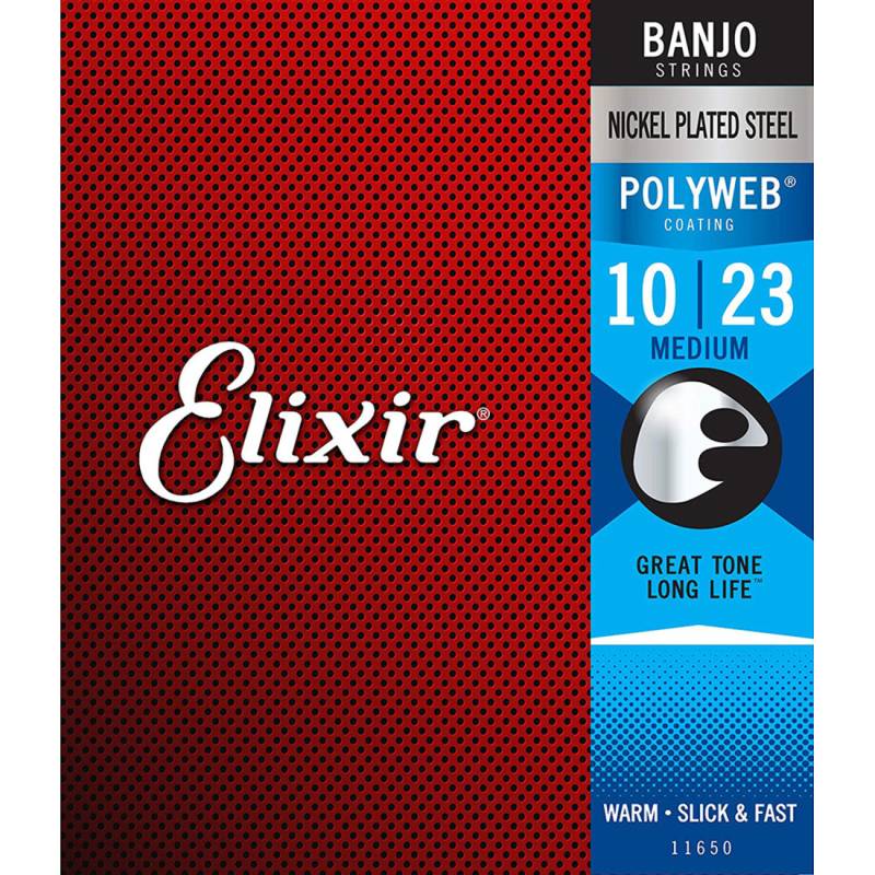 Струни для банджо Elixir 11650 Polyweb Nickel Plated Steel Medium 10/23