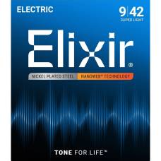 Струны для электрогитары Elixir 12002 Nanoweb Nickel Plated Steel Super Light 9/42