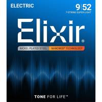 Струни для електрогітари Elixir 12007 Nanoweb Nickel Plated Steel 7-String Super Light 9/52