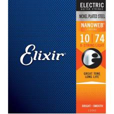 Струни для електрогітари Elixir 12062 Nanoweb Nickel Plated Steel 8-String Light 10/74