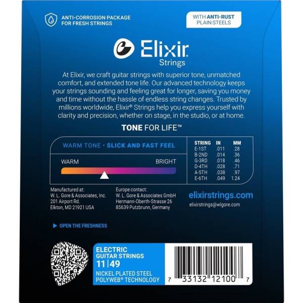 Струны для электрогитары Elixir 12100 Polyweb Nickel Plated Steel Medium 11/49