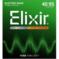 Струни для бас-гітари Elixir 14002 Nanoweb Coated Nickel Plated Steel Super Light 4-String 40/95