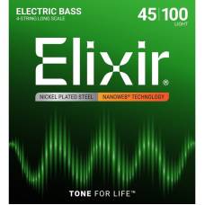 Струни для бас-гітари Elixir 14052 Nanoweb Coated Nickel Plated Steel Light 45/100