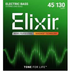 Струны для бас-гитары Elixir 14202 Nanoweb Coated Nickel Plated Steel Light 5-String 45/130