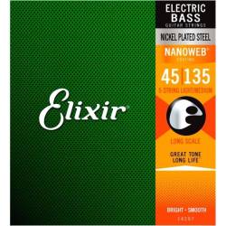 Струны для бас-гитары Elixir 14207 Nanoweb Coated Nickel Plated Steel Light/Medium 5-String 45/135