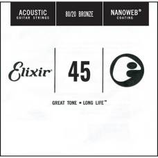 Струна Elixir 15145 Nanoweb 80/20 Bronze .045