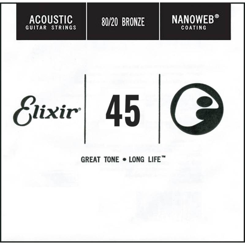 Струна Elixir 15145 Nanoweb 80/20 Bronze .045