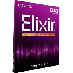 Струни для акустичної гітари Elixir 16182 Nanoweb Phosphor Bronze HD Light 13/53