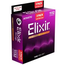 Струни для акустичної гітари Elixir 3 Pack 16538 Nanoweb 80/20 Bronze Custom Light 11/52