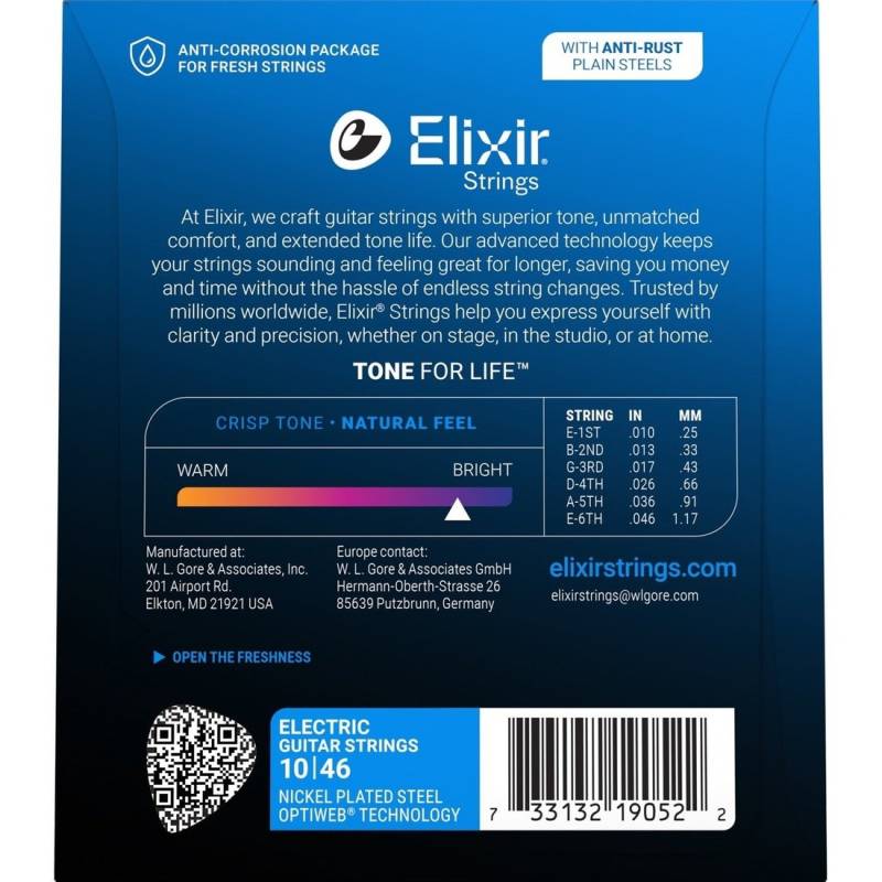 Струны для электрогитары Elixir 19052 Optiweb Nickel Plated Steel Light 10/46
