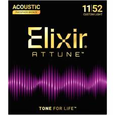 Струны для акустической гитары Elixir 21027 Attune Phosphor Bronze Acoustic Custom Light 11/52