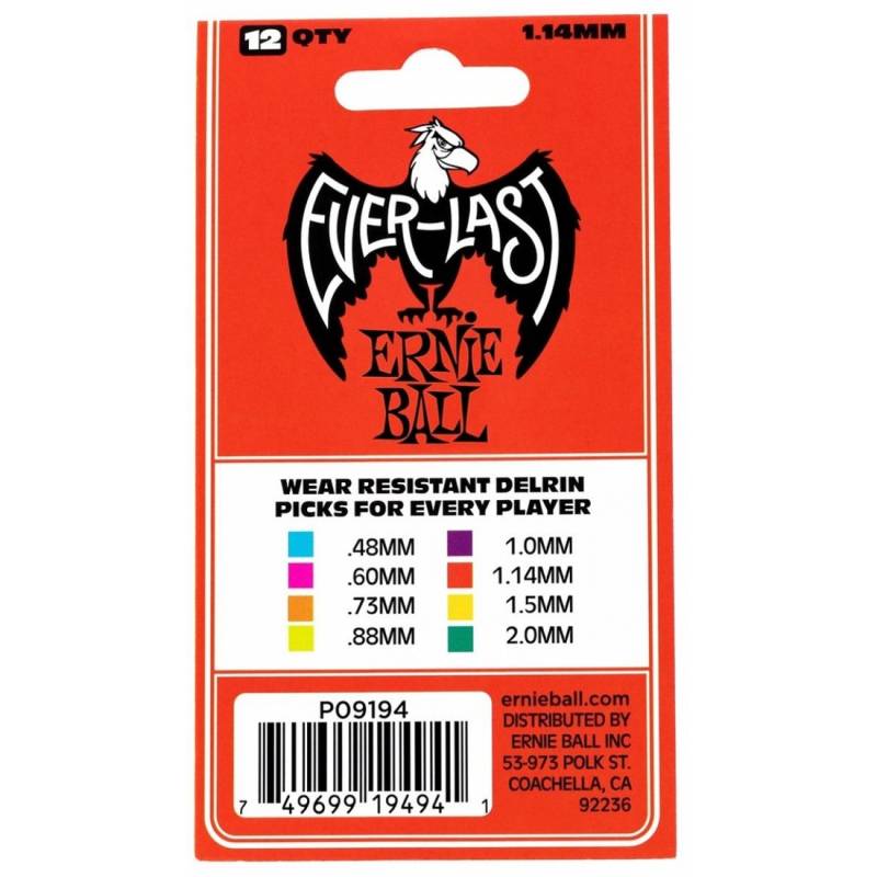 Медиаторы Ernie Ball 9194 Red Everlast Guitar Player's Pack 1.14 mm (12 шт.)
