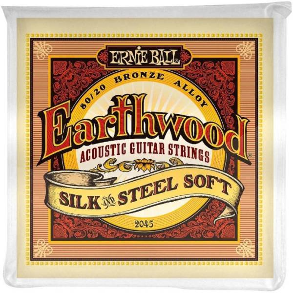 Струни для акустичної гітари Ernie Ball 2045 Earthwood 80/20 Bronze Silk Steel Soft 11/52