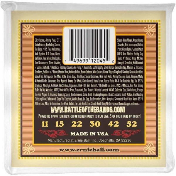 Струни для акустичної гітари Ernie Ball 2045 Earthwood 80/20 Bronze Silk Steel Soft 11/52
