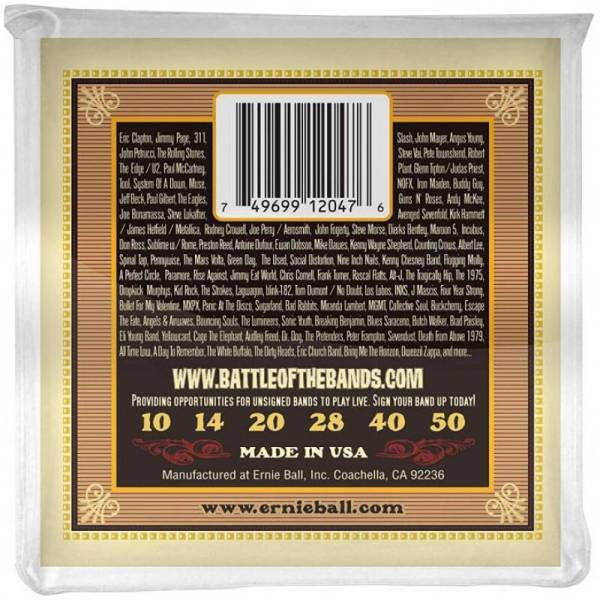 Струны для акустической гитары Ernie Ball 2047 Earthwood 80/20 Bronze Silk and Steel Extra Soft 10/50