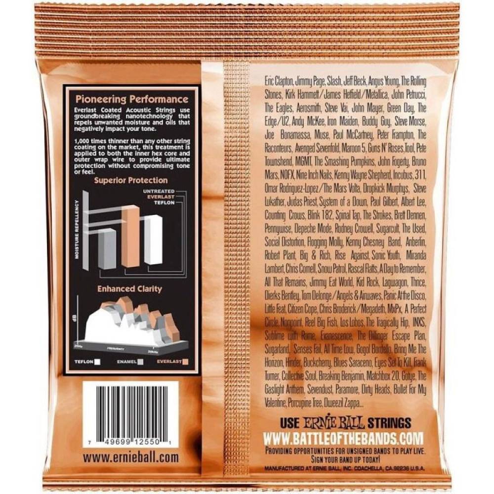Струни для акустичної гітари Ernie Ball 2550 Everlast Extra Light Phosphor Bronze 10/50