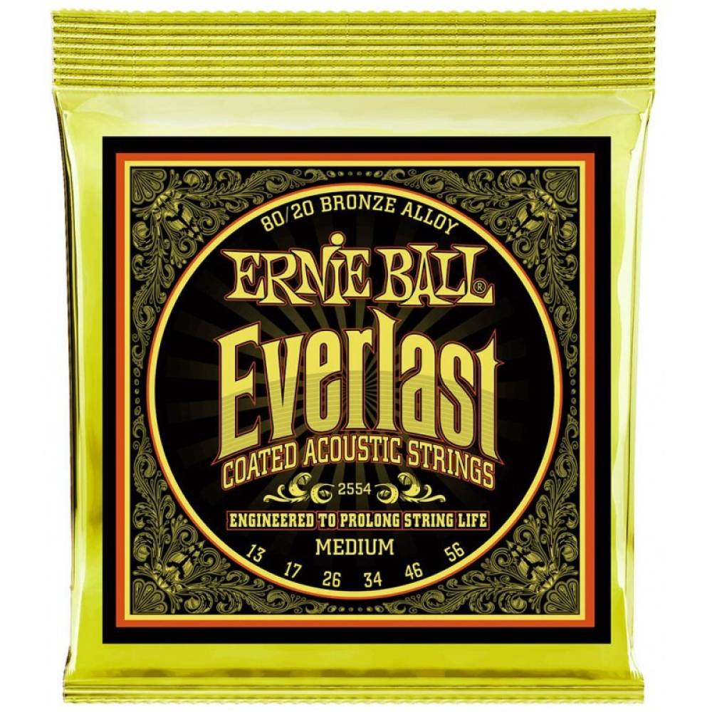Струни для акустичної гітари Ernie Ball 2554 Everlast 80/20 Bronze Medium 13/56
