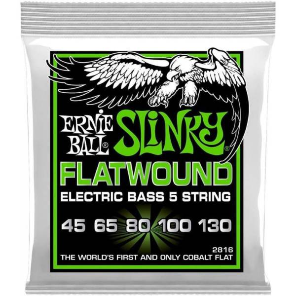 Струны для бас-гитары Ernie Ball 2816 Regular Cobalt Slinky Flatwound 5-Strings 45/130