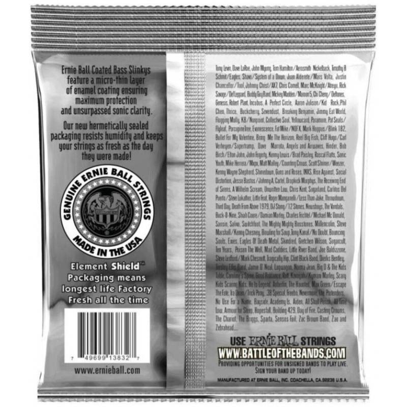Струны для бас-гитары Ernie Ball 3833 Coated Hybrid Slinky 45/105